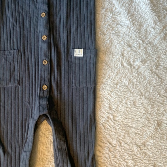 Gray Blue Ribbed romper summery versatile sleeveless - Picture 4 of 8